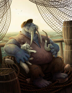 Salty Cap'n and his cat